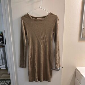 Elegant Tan Long Sleeve Dress